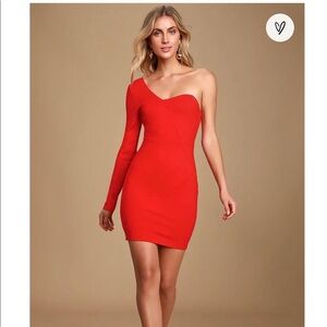 NWT Lulus one shoulder red bodycon dress, size XS